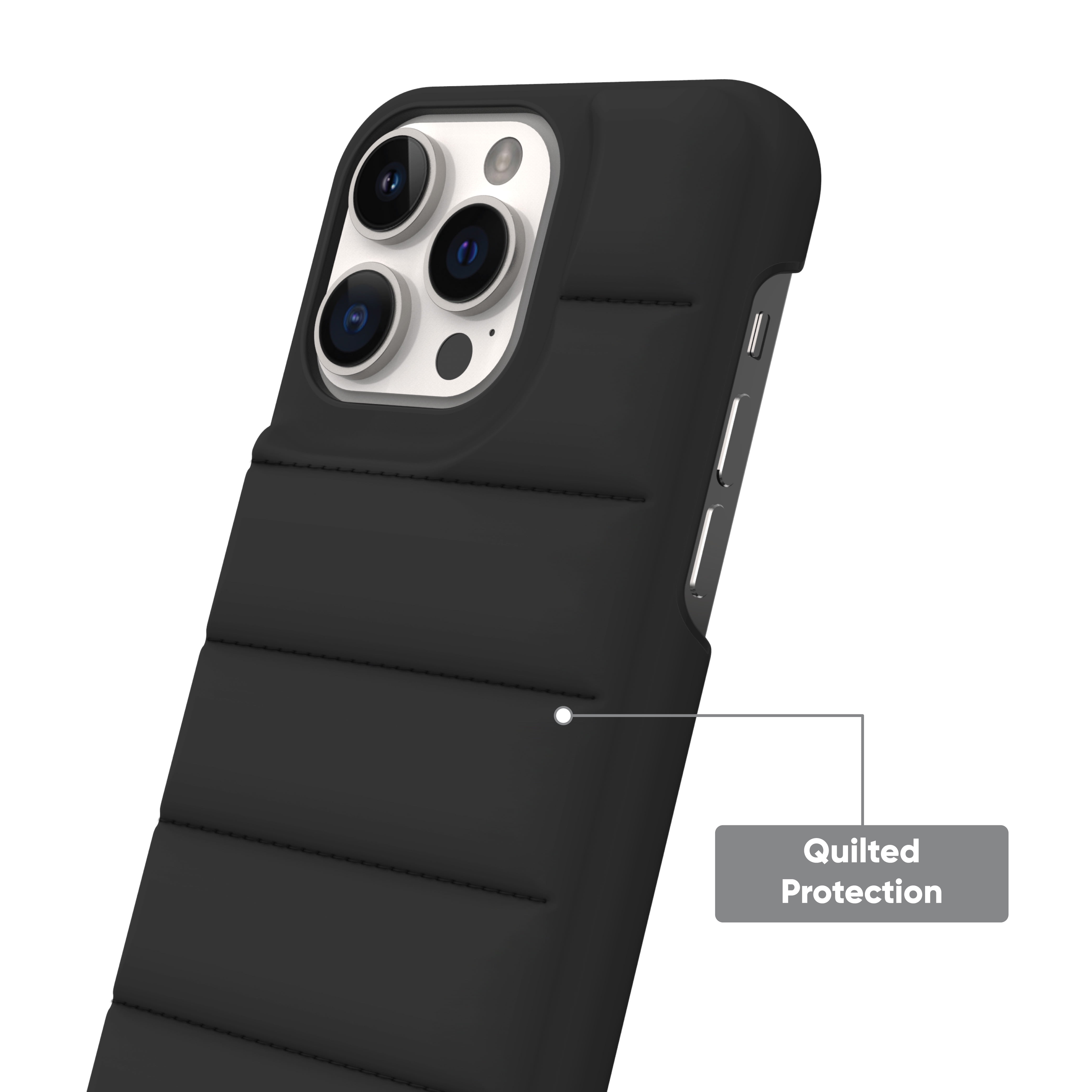 onn. Puffer Soft Quilted Phone Case for iPhone 14 Pro Max - Black 