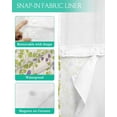 thumbnail image 3 of No Hook Shower Curtain with Snap in Liner, Watercolor Summer Blue Vine Leaves Burlap Texture Hotel Shower Curtains for Bathroom, Washable Shower Curtain Liner Set with Mesh Top Window, 72"x72", 3 of 6