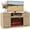 Natural Oak, variant on PAPROOS Fireplace TV Stand for 70 Inch TV, 64'' Wide Wood TV Cabinet with 30'' Electric Fireplace, Modern Fluted Entertainment Center TV Console Table for Living Room, Black
