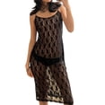 thumbnail image 1 of Coduop Women Sling Dress,Spaghetti Straps See-through Lace Flower Midi Dress for Club Party, 1 of 7