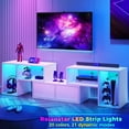 TV Stand Deformable TV Stand with Outlets & LED Strip Entertainment
