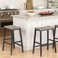 thumbnail image 4 of Bar Stools, Set of 2 Chairs, 23.6 Inch Saddle Kitchen Counter Stools With Footrests, Industrial for Dining Room, Kitchen, Counter, Bar, Greige and Black BG02MD01, 4 of 18