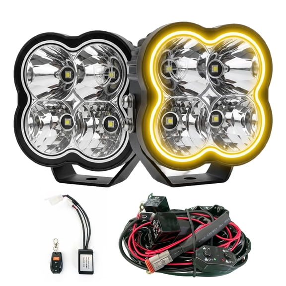DXZ LIGHT 3 Inch LED Pod Lights, White Spot Flood Combo Off Road Driving Lights with Wiring Harness, IP67 Waterproof for Truck Jeep UTV ATV, 2 Pack
