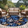 thumbnail image 5 of Vintage Blue Coral Round Area&nbsp;Rug 8ft Coastal Hand Painted Style Marine Life Ocean Non-Slip&nbsp;Washable Circle Rugs Soft Felt Indoor Floor Mat for Bedroom Kitchen Living Room Bathroom, 5 of 9