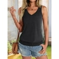 thumbnail image 5 of Womens Banded Bottom V Neck Tank Tops Sleeveless Shirts Casual Loose Fit Clothes 2025 Summer Black XL, 5 of 6