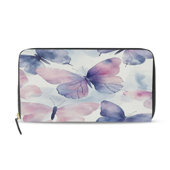 Qxltty Purple Butterfly Women's Leather Wallet Fashion Retro Multi Card Holder with Cell Phone Pocket Mothers Day Gifts