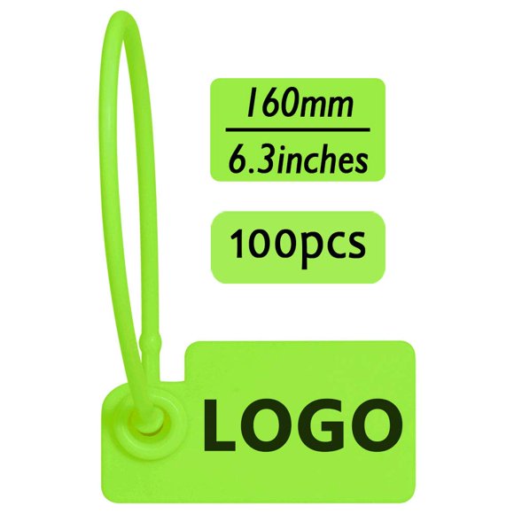 Pobsuier 100 Custom Hang Tag Plastic Garment Retail Security Clothing Bag Merchandise Shoe Product Logo Lables Tags 160mm/6.3"