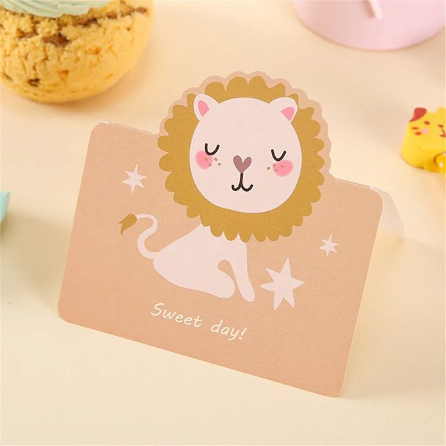 Tarjeta de felicitación para el Día de San Valentín, tarjetas de invitación de animales de dibujos animados encantadores, invitaciones de fiesta de cumpleaños para niños, tarjeta de mensaje de bendici