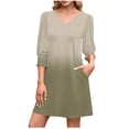 thumbnail image 2 of Womens Dresses Sevevn Women's Summer Dresses 3/4 Puff Sleeve Casual Sundress Dress with Pockets Beach Vacation 2025 Fashion, 2 of 7