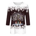thumbnail image 4 of zaveiop Casual 3/4 Length Sleeve Shirts for Women 2025 Fall Winter Christmas Tops Funny Xmas Snowflake Print Crewneck Blouses (Z2-Brown, XXL), 4 of 4