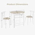 thumbnail image 3 of Ktaxon 3-Piece Modern Kitchen Dining Table Set for 2, Dining Room Round Table and Chair Set with Wine Rack, White and Light Oak, 3 of 7
