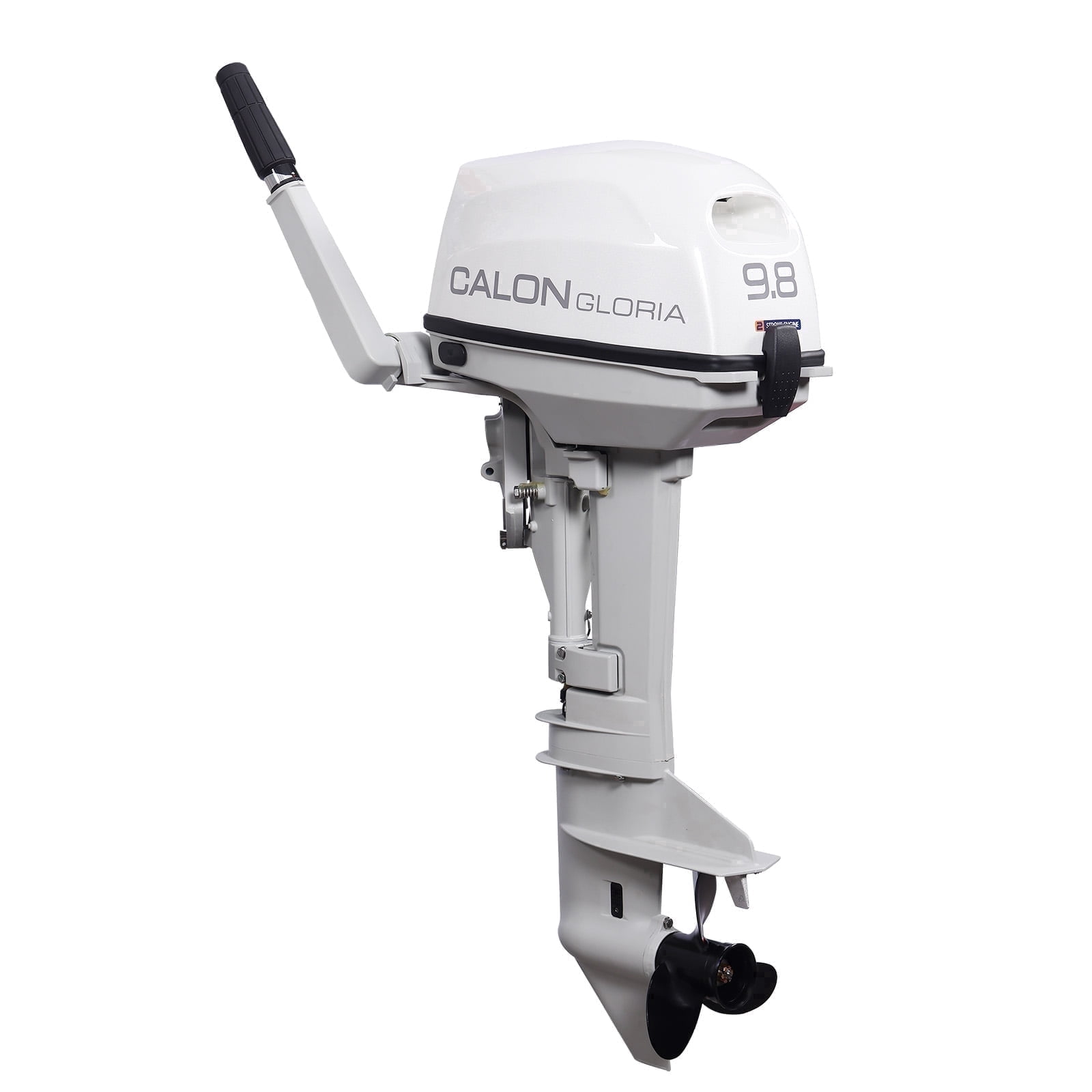 CALON 9.8HP Outboard Motor Short Shaft Two Stroke Boat Engine with Tiller Control Manual Start 12L Fuel Tank for Inflatable Fishing Boats