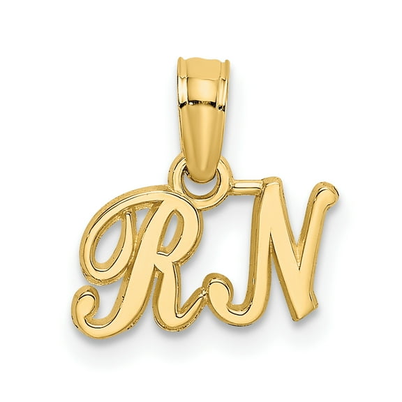 14k Yellow Gold RN Charm Pendant