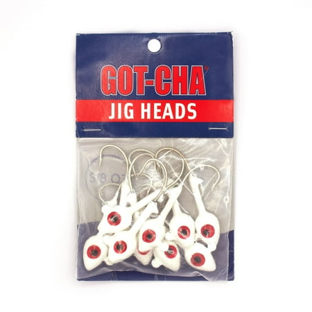 GOT-CHA HSWG38-1 Grub Head 3/8 oz 2/0 Hook White 10/Pack