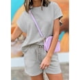 thumbnail image 3 of YATELLE Women's 2 Piece Outfits Sweatsuit Casual Short Sleeve Pullover Tops and Drawstring Shorts Pants Lounge Sets, 3 of 5