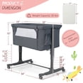 thumbnail image 3 of Babyjoy 3-in-1 Baby Bassinet Beside Sleeper Crib with 5-Level Adjustable Heights Gray, 3 of 6