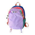 thumbnail image 2 of ashion Color-Block Backpack, Rainbow Trim Casual Bookbag, Breathable Fabric Backpack with Reinforced Zippers, Cute Lightweight Nylon Daypack for Daily Commute and Weekend Trips, Purple, 2 of 7