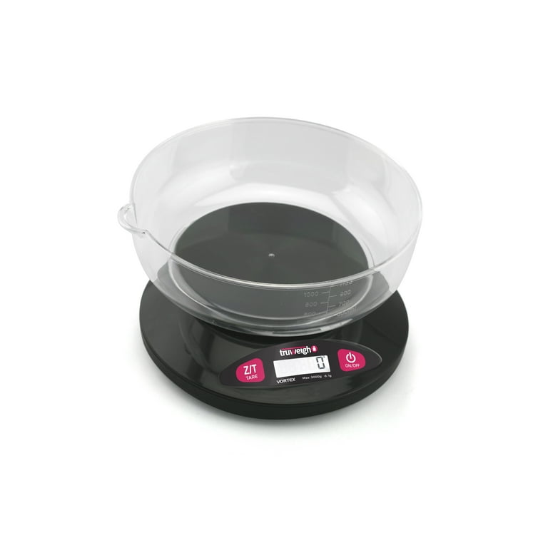 Truweigh VORTEXX Digital Bowl Scale - (5000g x 1g - Black) - Digital  Kitchen Scale - Food Scale with Bowl - Baking Scale Digital Grams and  Ounces 