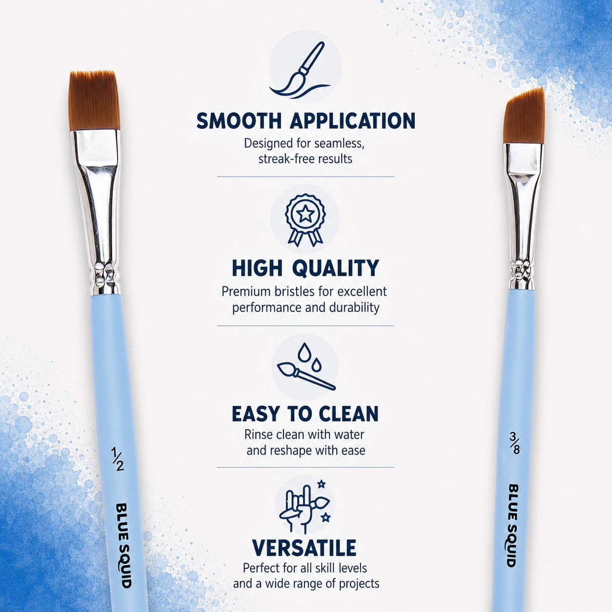 Watercolor Paint Brushes Set of 12 - Professional Artist Brush Set with Soft Synthetic Nylon Bristles - Art Brushes Ideal for Watercolor, Acrylic, Face & Body Painting for Kids to Adults