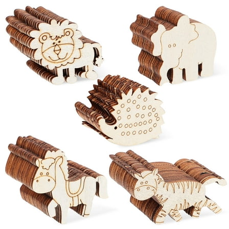 OFFIGAM 100 Pcs Assorted Color Wooden Craft Pieces for Projects, Art, Graffiti, Toys, and Creative Crafting Supplies