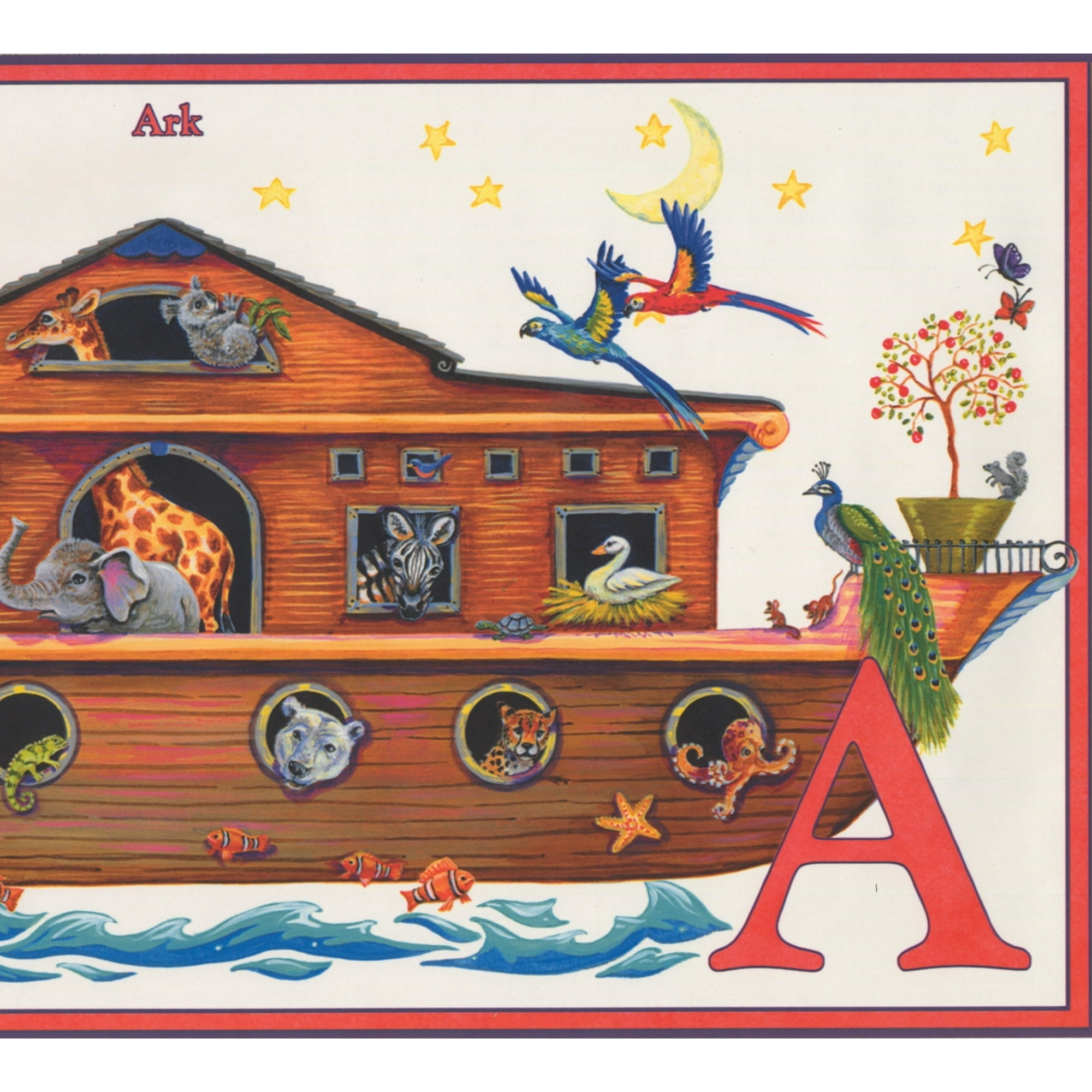 Alphabet With Animal Pictures Extra Wide Kids Wallpaper Border For Bedroom Bathroom Playroom Roll 15 X 12