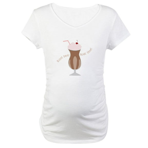 CafePress - Root Beer Float Time Maternity T Shirt - Cotton Maternity T-shirt, Cute & Funny Pregnancy Tee