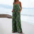 thumbnail image 2 of Lorytime St. Patrick's Day Womens Jumpsuits Casual Patterns Green Romper with Pockets Wide Leg Hoilday Overalls Outwear, 2 of 6