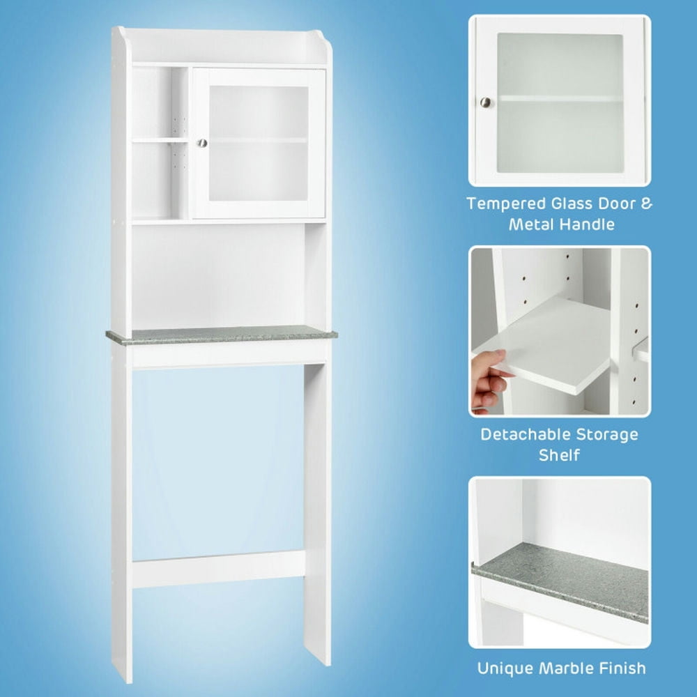 Finihen Toilet Storage Cabinet, Bathroom Cabinet Organizer, Bathroom Space Saver Over-the-Toilet Cabinet, for Bathroom, White