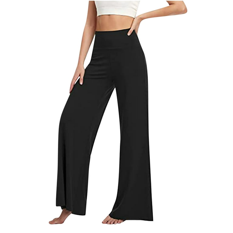 KIHOUT Women's Plus Solid Color Yoga Pants Wide Leg Stretch Trousers High  Waist Loose Casual Pants 