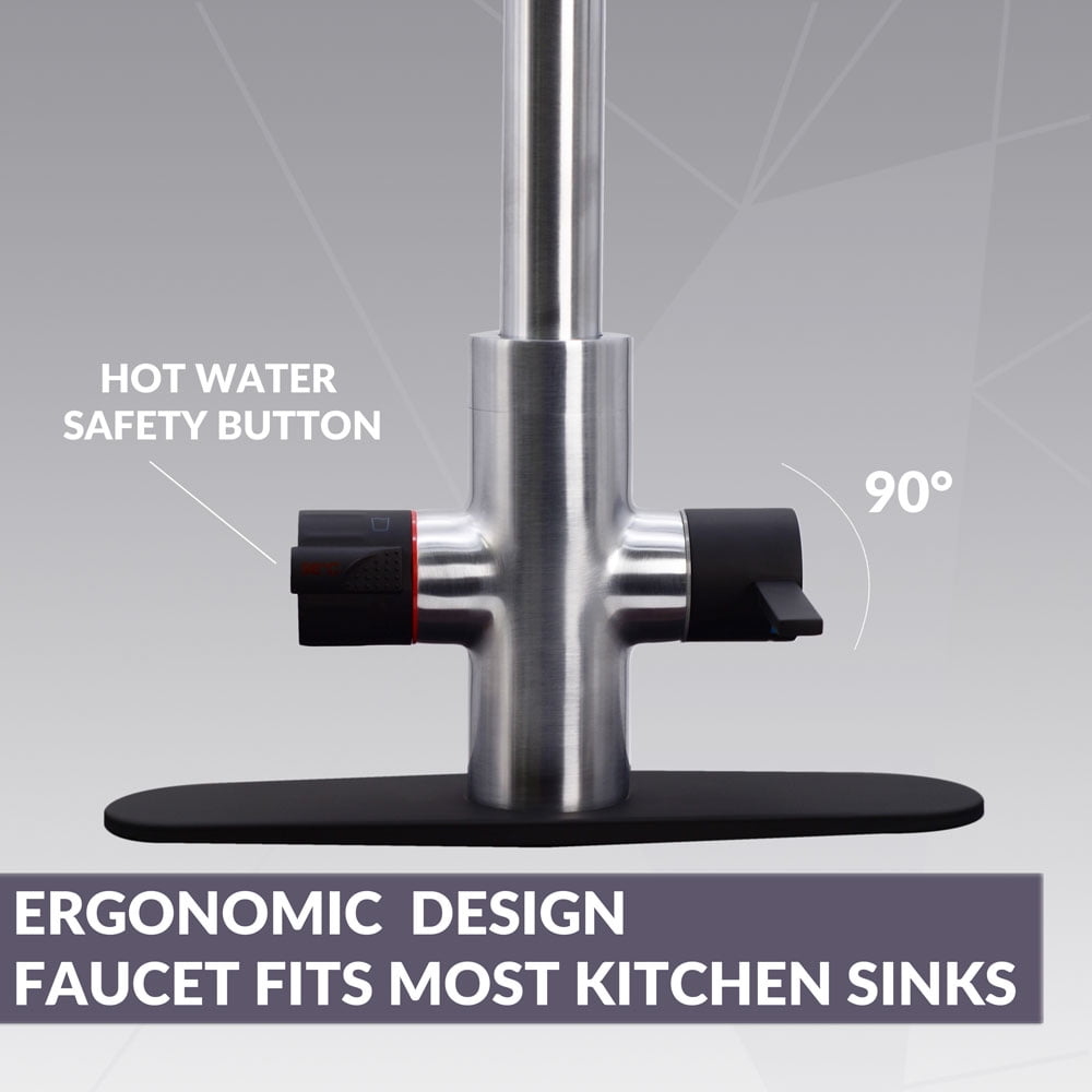 Westbrass KH41AK-26 HotMaster 4イン1キッチン蛇口キット デュアルモードプルアウトスプレーヘッド付き DigiHotインスタント温水タンク 2つのインラ 並行輸入品 Westbrass HotMaster 4-in-1 Single-Handle Instant Hot Water Pull Down  Kitchen Faucet with DigiHot Tank in Matte Black⁄Steel KH41AK-6220