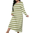 thumbnail image 2 of Women's Long Nightgown Nighties Stripes Nightdress Nightshirts Long Sleeve Soft Cotton Sleep Dress Home Wear Pajamas Mint Green XXXXL, 2 of 6