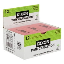 Dixon Pink Carnation Erasers, Large, 2-9/16 x 1 x 7/16, Pack of 12