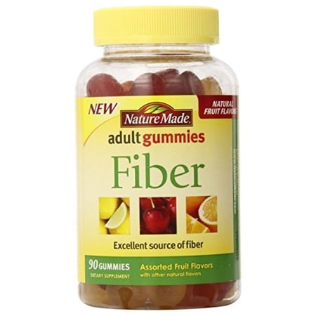 Nature Made Fiber Adult Gummies, Assorted Fruit 90 ea (Pack of 2)