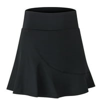 Idoravan Women's Basic Versatile Skirt Womens Sports Short Skirt Loose Fake Two-piece Anti-peep And Quick-drying Running Fitness Culottes Tennis Skirt