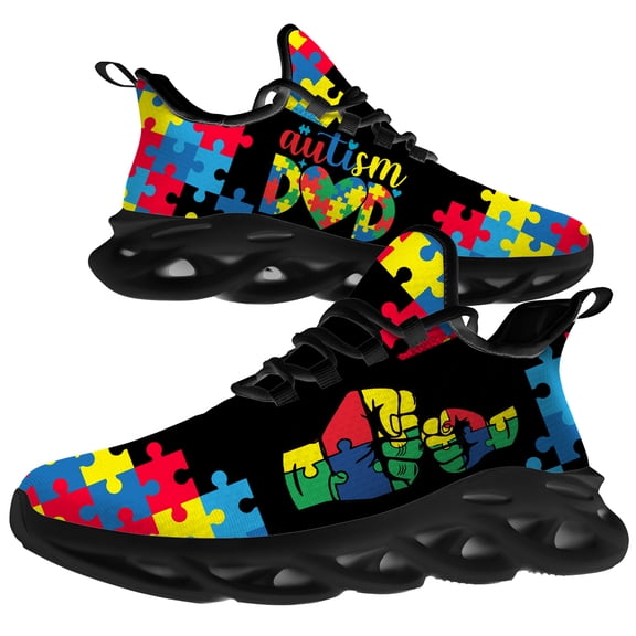 Uminder Womens Walking Shoes Autism Awareness Sneakers Black Shoes Size 5