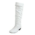 thumbnail image 1 of B91xZ Women's Cowboy Boots Comfortable Winter Knee High Riding Boots,White 37, 1 of 5
