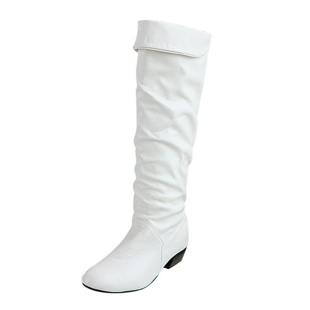 Kcodviy Bottes Cavalières à Talon Compensé Hauteur Genou pour Femmes Bottes Hauteur Genou Talons Plats Mollet Grand Bottes pour Femmes Hauteur Genou Bottes d'Hiver pour Femmes