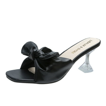 

Follure Girl women s casual shoes Women s Shoes Fashion Sexy Animal Bow Direction Toe Thin Heel High Heel Sandals Black 39