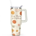 thumbnail image 2 of Pumpkin Leaves in Autumn 40 Oz Tumbler with Handle Lid and Straw, Stainless Steel Double Walled Vacuum Insulated Cup, Cute Birthday Gifts Tumbler for Women Men Friends, 2 of 7