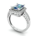 thumbnail image 2 of 2.78 ct Emerald Cut Blue Moissanite with Simulated Diamond Halo Accents 14K White Gold Womens Engagement Ring, 2 of 5