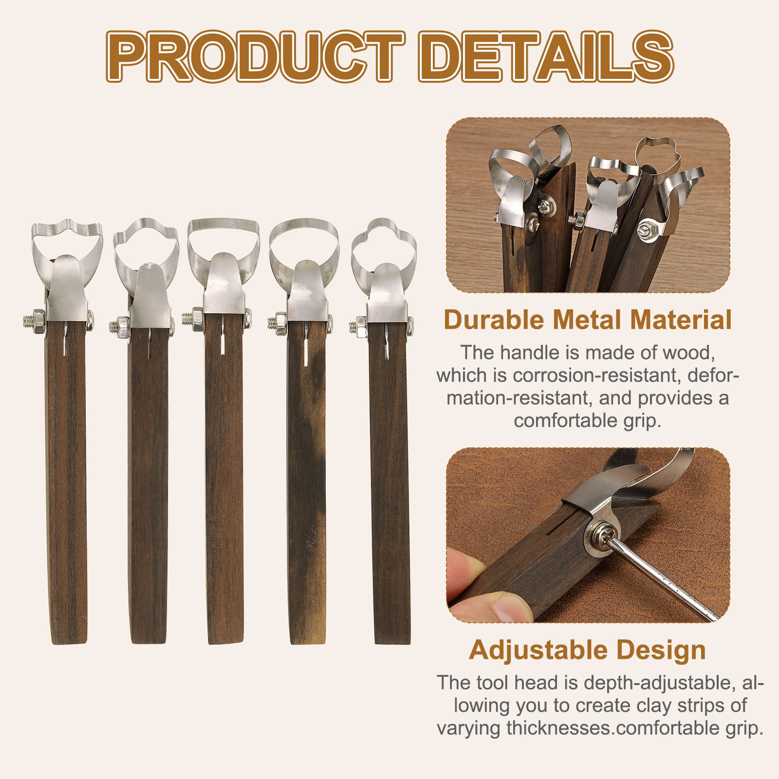 Uxcell 5 Pack Pottery Handle Making Tool, Pottery Cup Handle Shape Sculpture Scraper Clay Carving Trimming Clay Extruder Tool for Cup Making Ceramic Craft (5 Style)