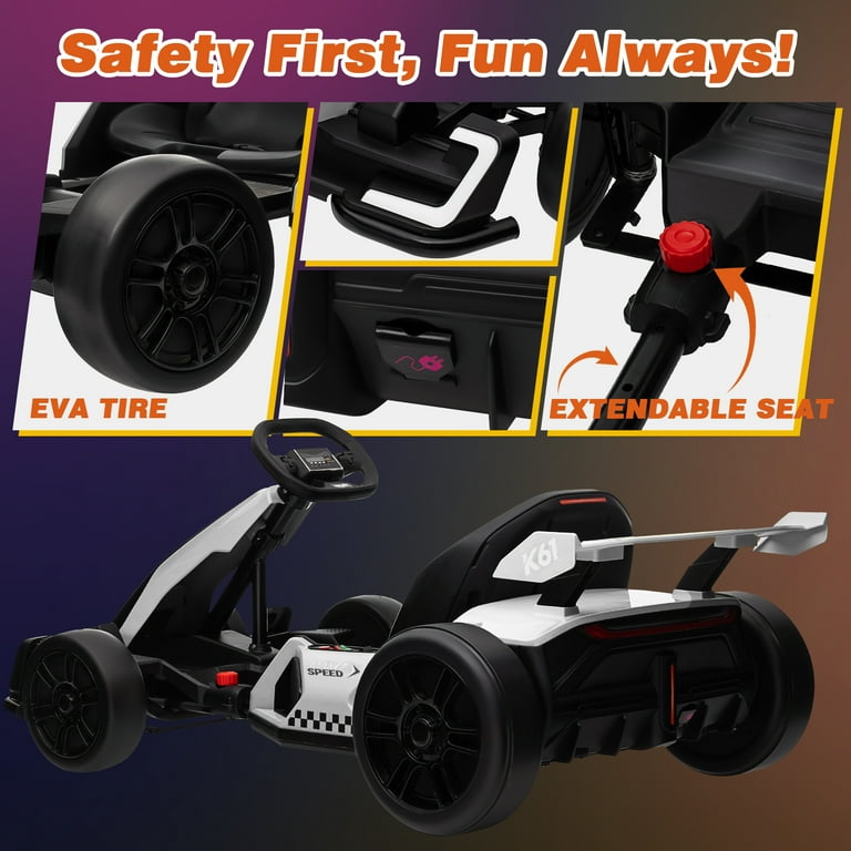 KERRY YOO K61 Go Kart, Kids Electric Drift Kart, 24V, 3-Position