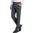 thumbnail image 4 of Lars Amadeus Men's Plaid Regular Fit Flat Front Classic Elastic Waist Suit Pants, 4 of 6