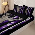 thumbnail image 3 of Manfei Rustic Moose Antler Zipper Full Size Comforter Sets with Fitted Sheet and 2 Pillowcases,Purple Camouflage Us Flag Zipper Bedding Set,Black Reversible,4pcs, 3 of 8