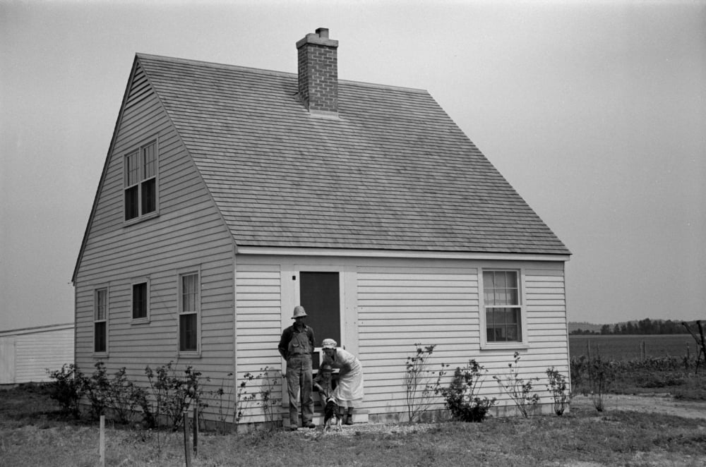 Indiana Wabash Farms, 1938. /Nfarmer On The Steps Of His New Home