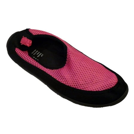 Womens Pink & Black Aqua Socks Water & Beach Shoes L (9-10), Synthetic By Sand N