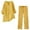 F414 Yellow, variant on Likimi Two Piece Sets For Women Casual V Neck Solid Color Long Sleeve Shirt With Pants Fashion Breathable Summer Outfit Set White Size 4Xl