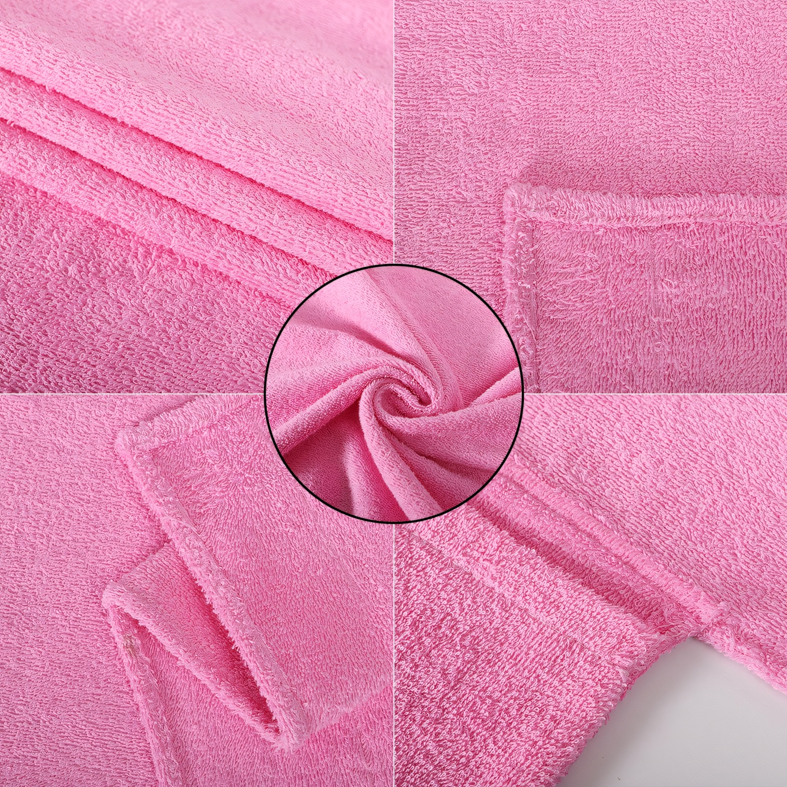 Muka Cotton Beach Pool Lounge Chair Cover Terry Bath Towel with Side Pockets, 29" x 85"-Pink