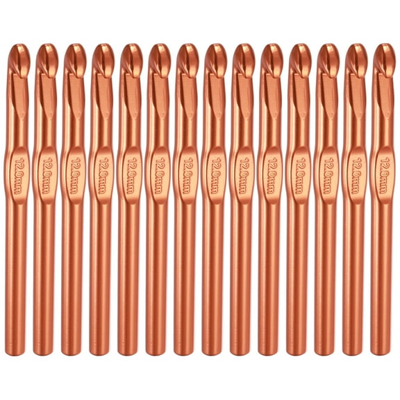 Uxcell Crochet Hook Set, 14Pcs 12mm Aluminum Ergonomic Crochet Needle Brown