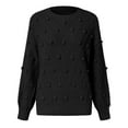 thumbnail image 5 of Gibobby Sueter Navideños Mujer de punto con cuello redondo para mujer, de punto con lunares, manga larga, liso, elegante, Top de punto(Negro,CH), 5 of 5